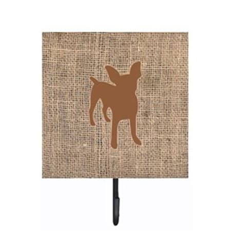 Micasa Chihuahua Burlap and Brown Leash Or Key Holder MI887621